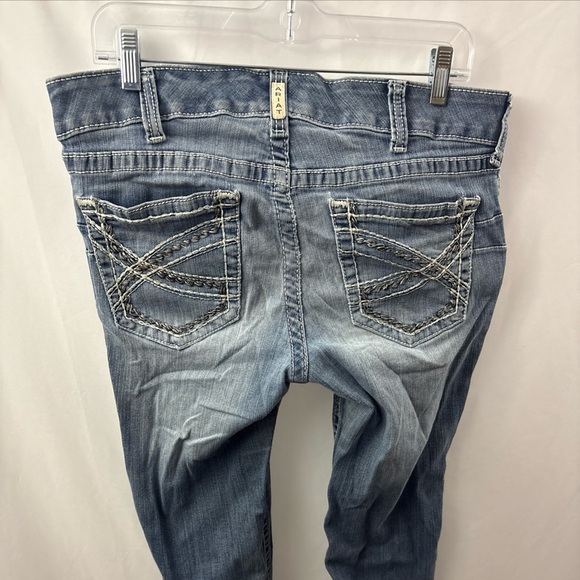 Ariat Real Denim Jeans Womens 32L Blue Mid Rise Bootcut Thick Stitch Western - Picture 12 of 15